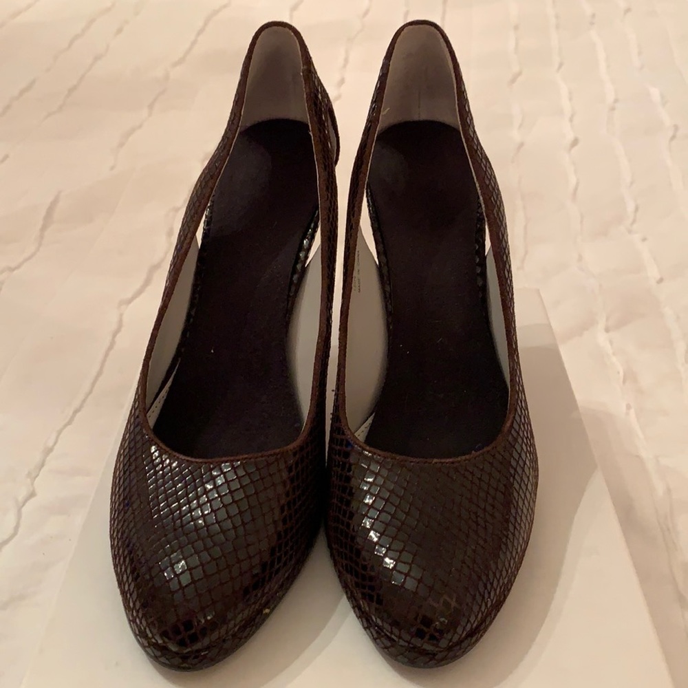 Chocolate Embossed Snake Heels